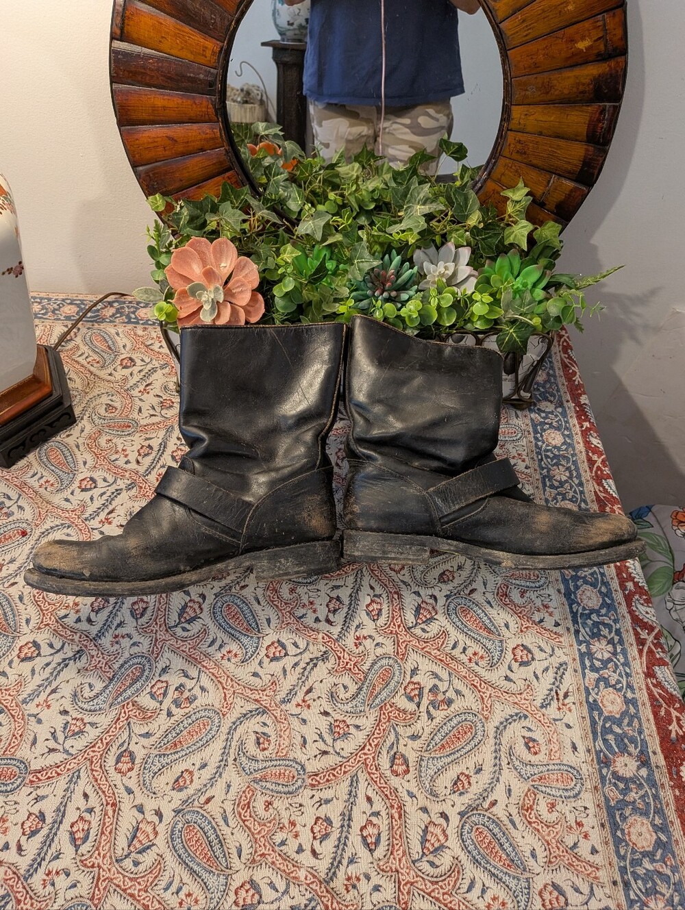 Frye Black Leather Mid-Calf Buckle Boots - Picture 5 of 10